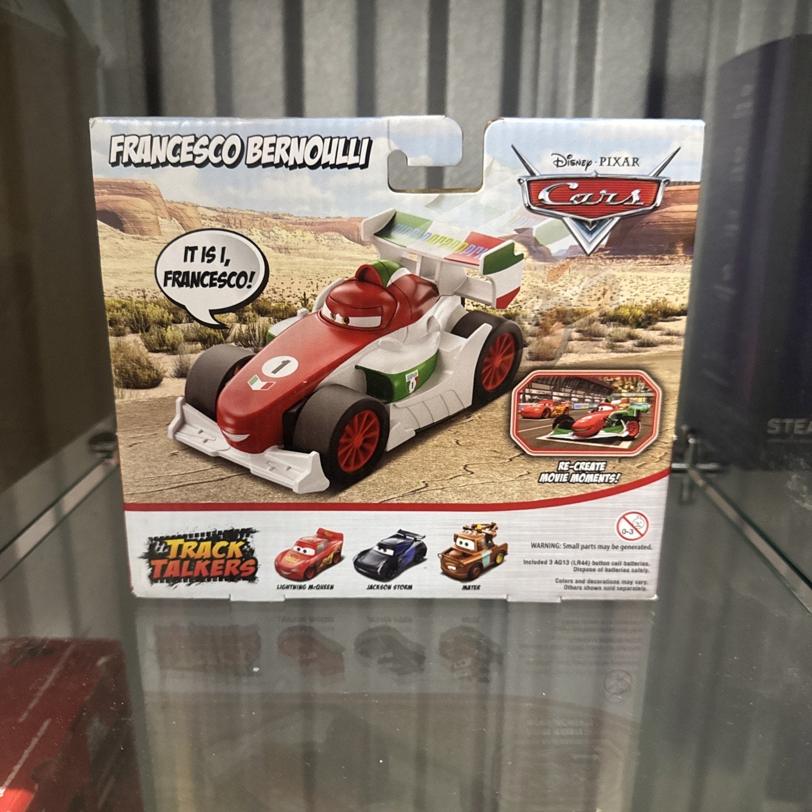 Disney Pixar Cars Francesco Bernoulli Track Talkers toy car with 15 sounds and phrases in racing design packaging