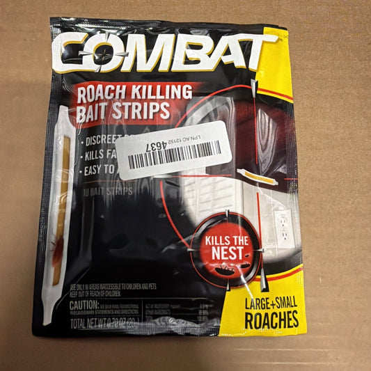 Combat Roach Killing Bait Strips Kills The Nest Large & Small Roaches 10 Strips