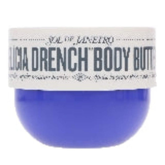 Sol de Janeiro Delicia Drench Body Butter 8 oz in blue jar with white lid and product name on label
