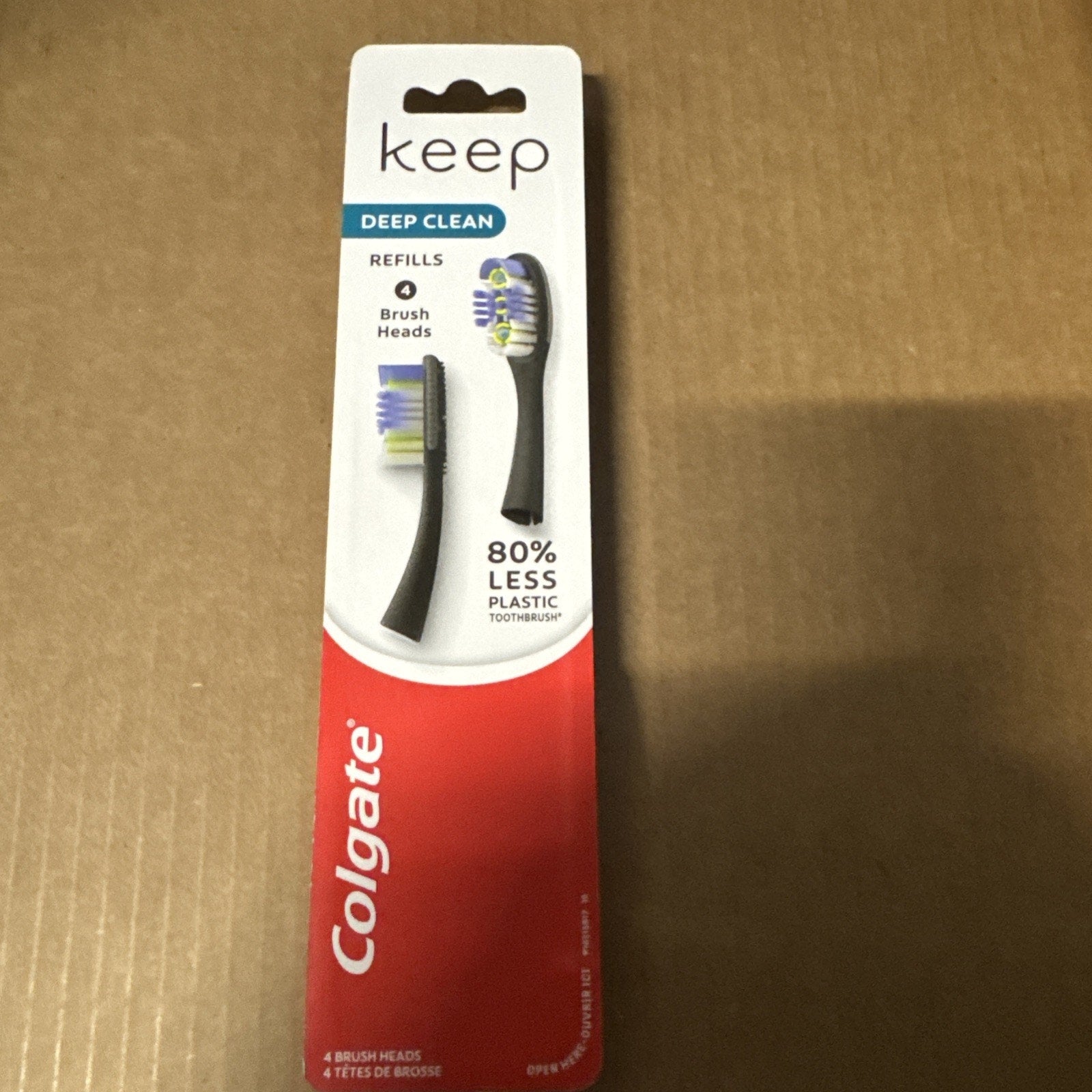 4-pack Colgate Keep Deep Clean toothbrush refill heads with 80 percent less plastic for sustainable oral care