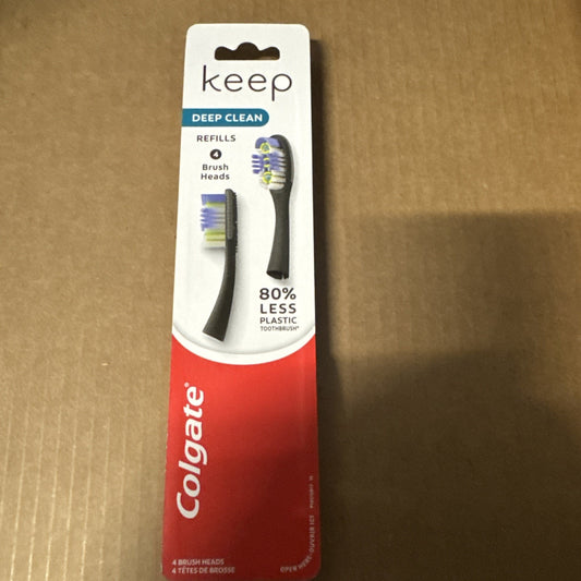 4-pack Colgate Keep Deep Clean toothbrush refill heads with 80 percent less plastic for sustainable oral care