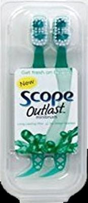 Crest Scope Outlast Minibrush disposable toothbrush with toothpaste and pick, 2-count