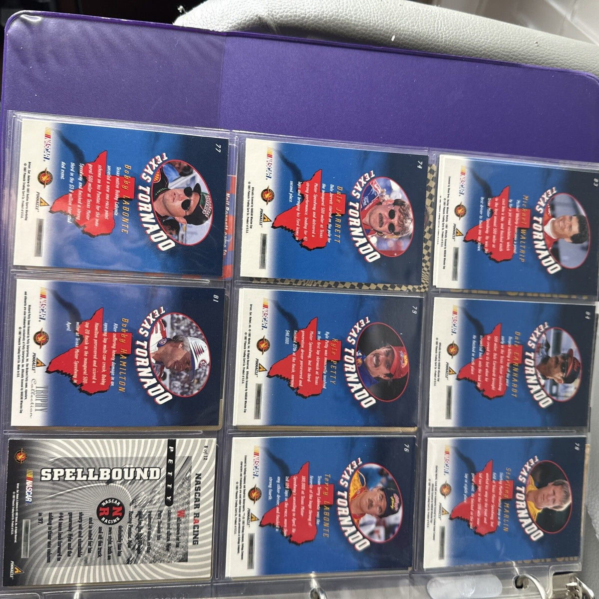 Set of 9 Pinnacle Pro Set NASCAR Marx Trading Cards (Set 38F4)
