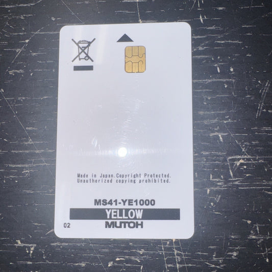 Mutoh Ink Smart Chip Card MS41 yellow replacement part with chip and product code MS41-YE1000 on white card