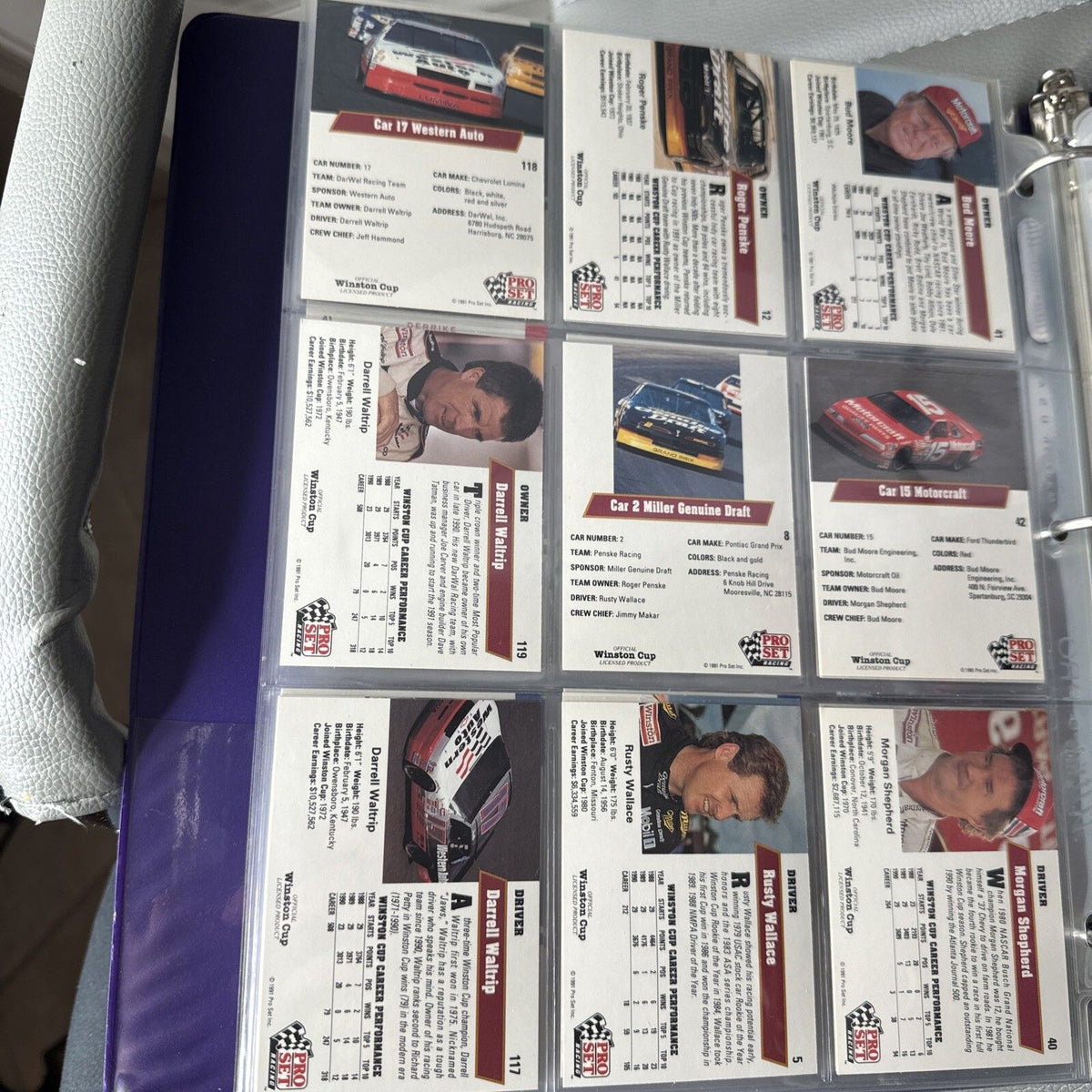 Set of 9 Pinnacle Pro Set NASCAR Marx Trading Cards (Set EBEA)