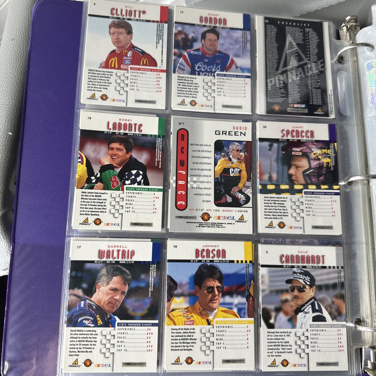 Set of 9 Pinnacle Pro Set NASCAR Marx Trading Cards (Set C86C)