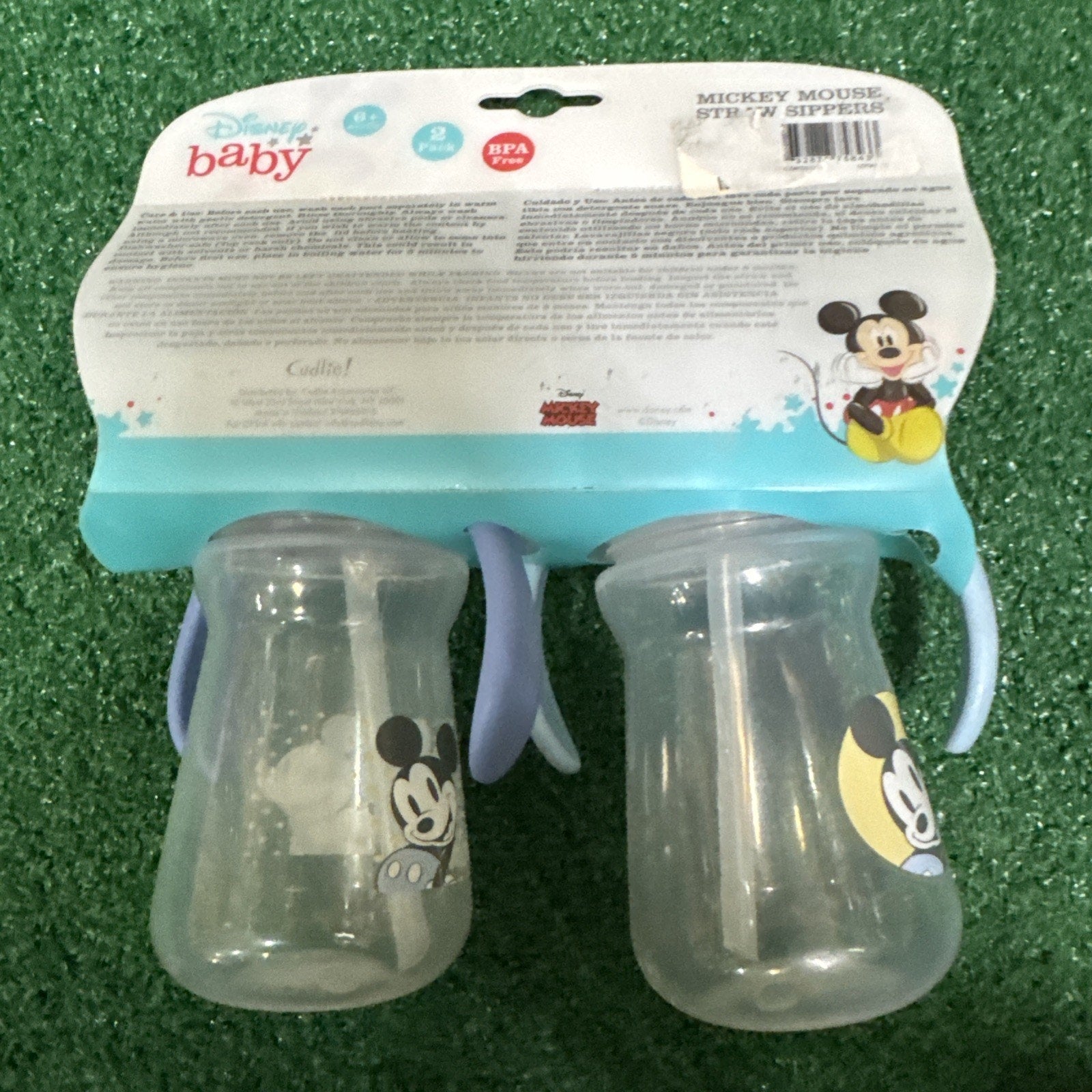 Disney Baby Mickey Mouse 10 oz sippy cup 2 pack with handles and toddler-friendly design on packaging