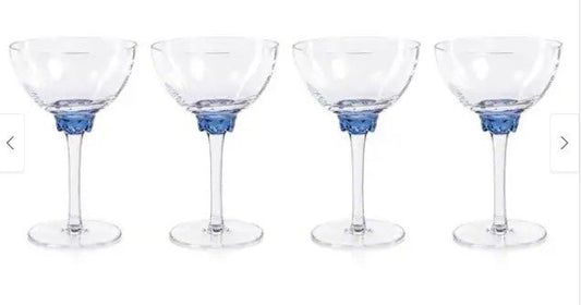 Cambrai Martini / Cocktail Optic Glasses, Set of 4 - Sapphire Blue Brand: Zodax - Price Is Right Miami