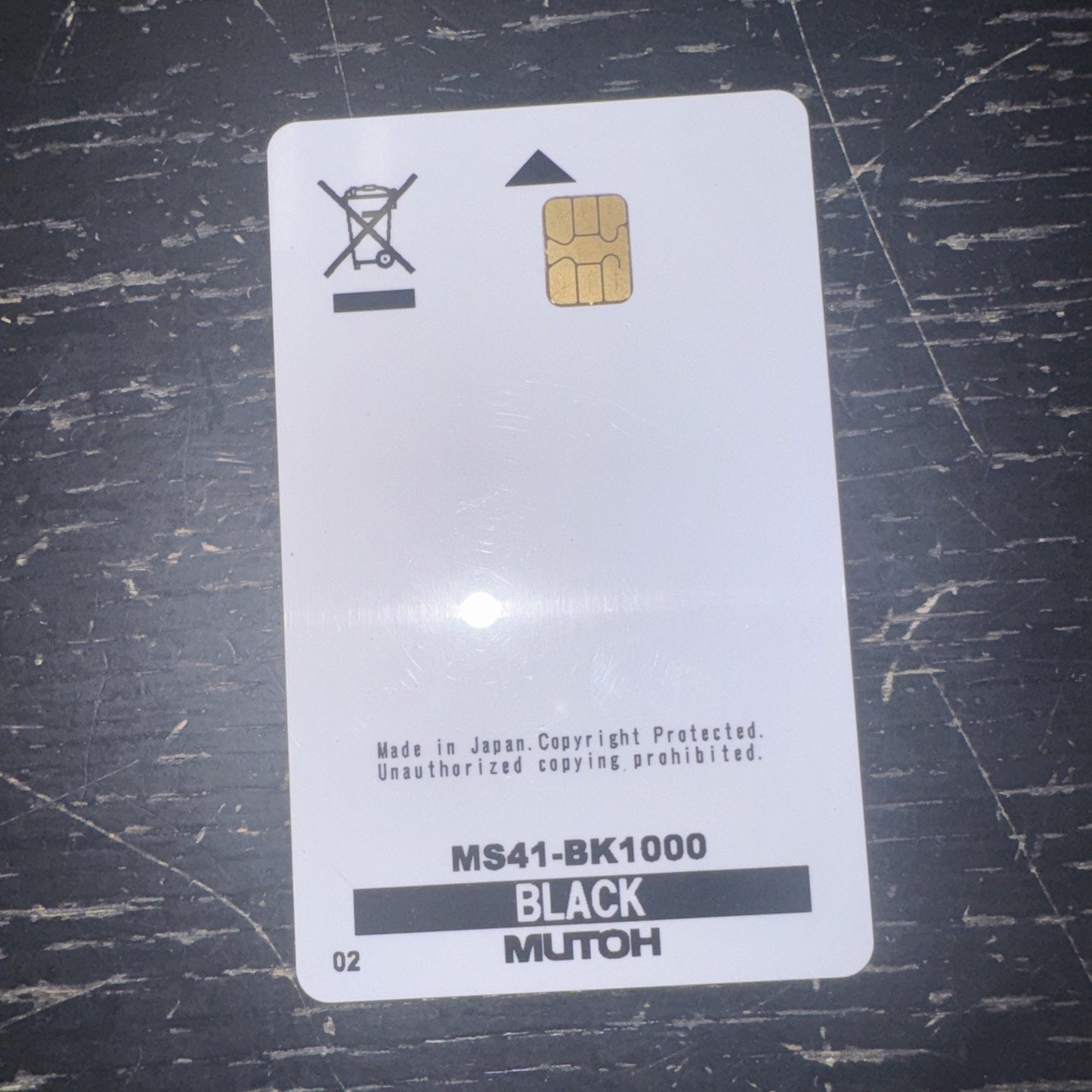 Mutoh Ink Smart Chip Card MS41 black with gold chip and product information printed on white card background