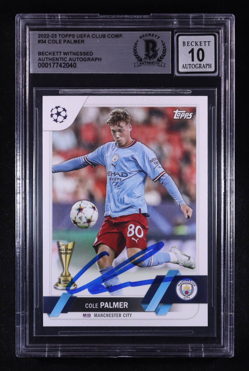 Cole Palmer Signed 2022-23 Topps UEFA Club Competitions Autograph Beckett 10, Sports Card (view 2)