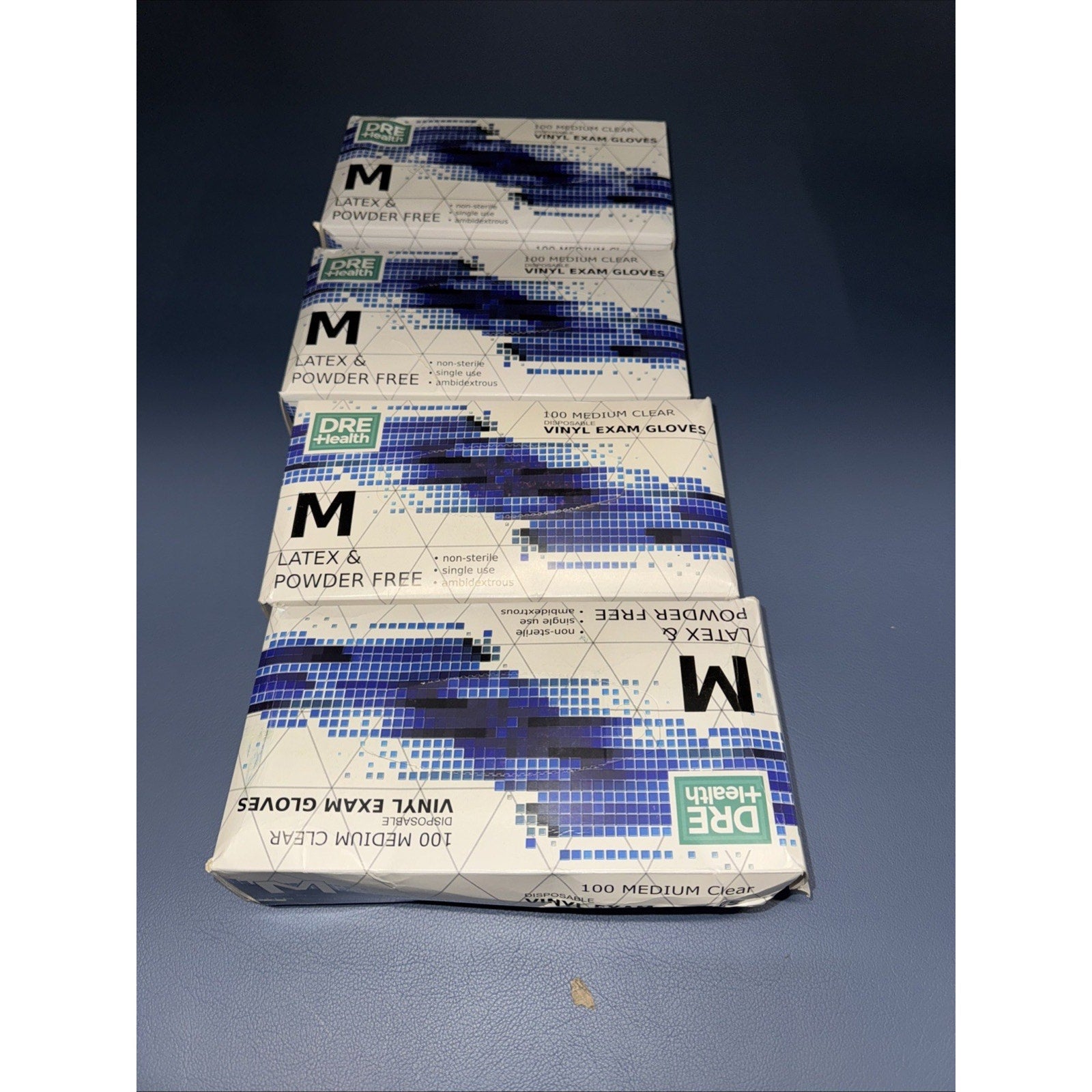 Lot of 4 boxes DRE Health 100 medium clear disposable vinyl exam gloves latex and powder free