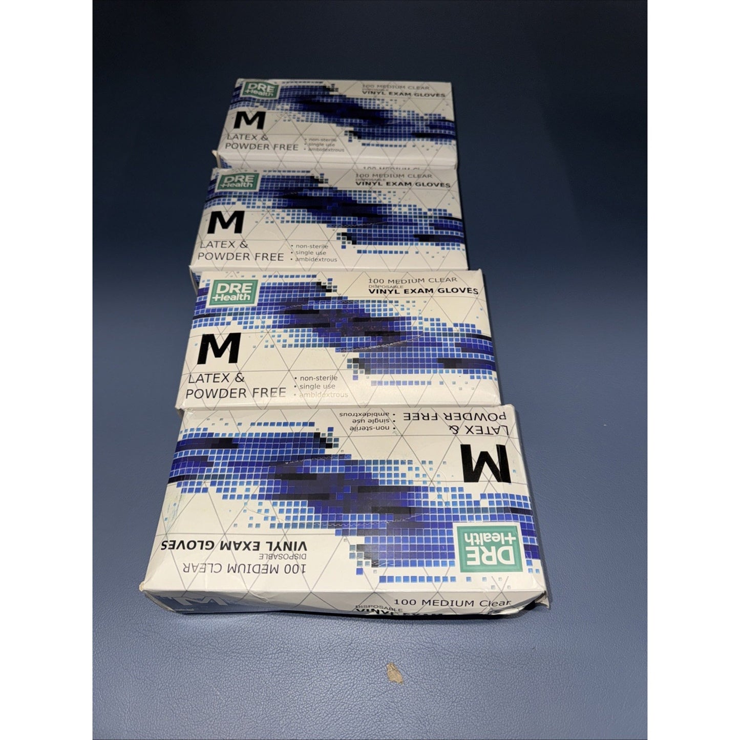 Lot of 4 boxes DRE Health 100 medium clear disposable vinyl exam gloves latex and powder free