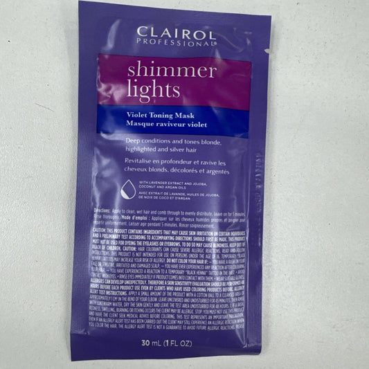 Clairol Professional Shimmer Lights Violet Toning Mask sachet for deep conditioning and toning blonde hair 1 oz packet