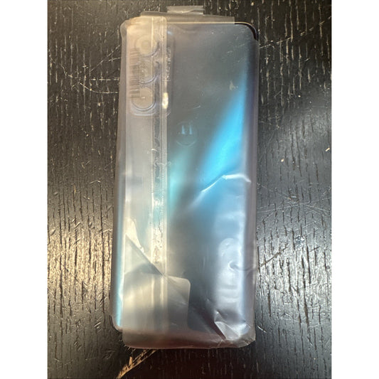 Open Box Motorola Moto Edge Plus 2022 Cosmos Blue 128GB smartphone partially wrapped in protective plastic on dark surface