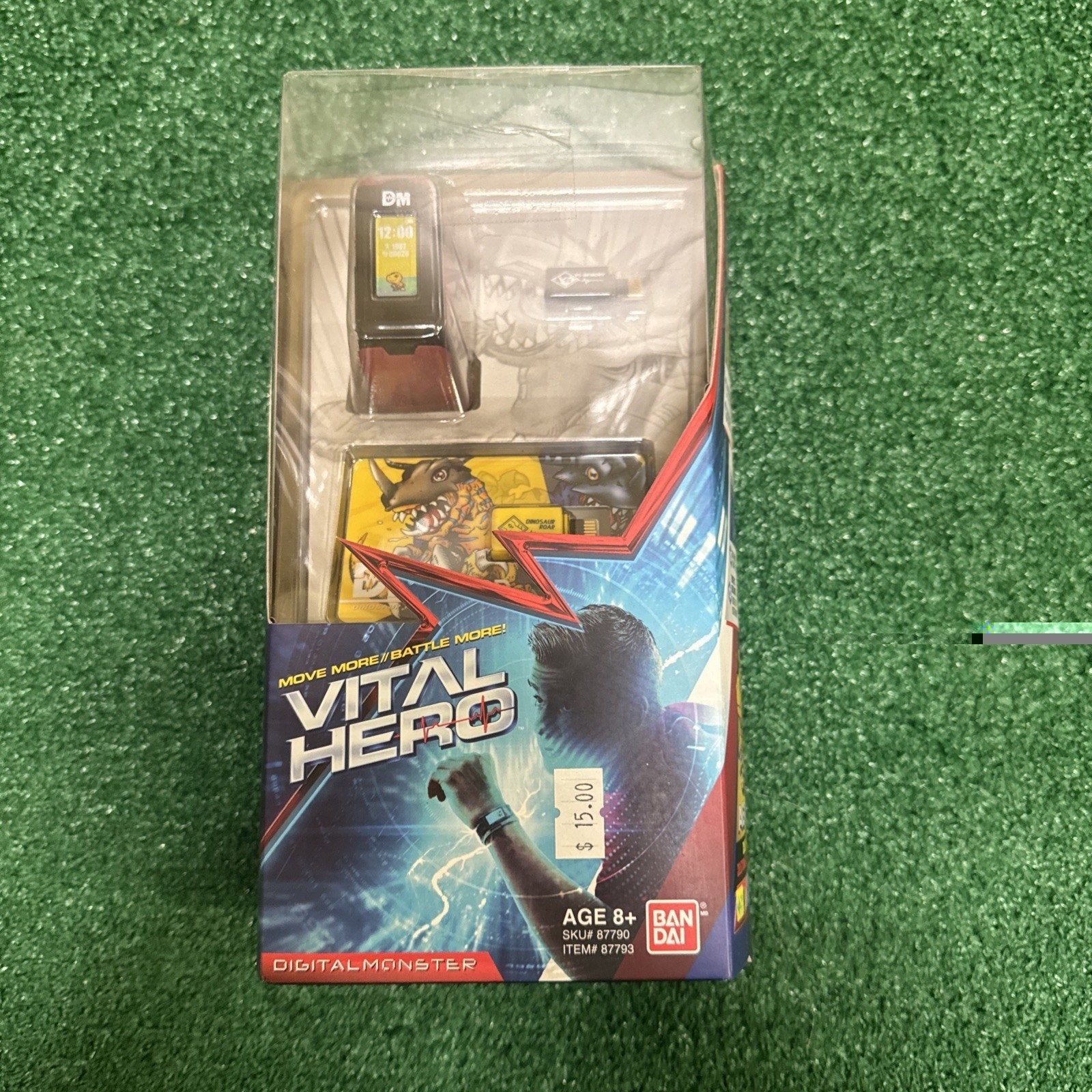 Bandai Vital Hero Digimon Red multicolor bracelet in original sealed packaging with Dinosaur Digimon illustration