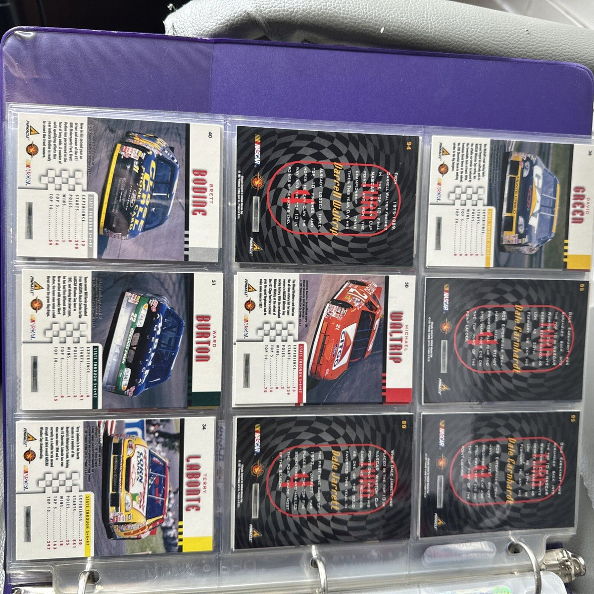 Set of 9 Pinnacle Pro Set NASCAR Marx Trading Cards (Set 5658)