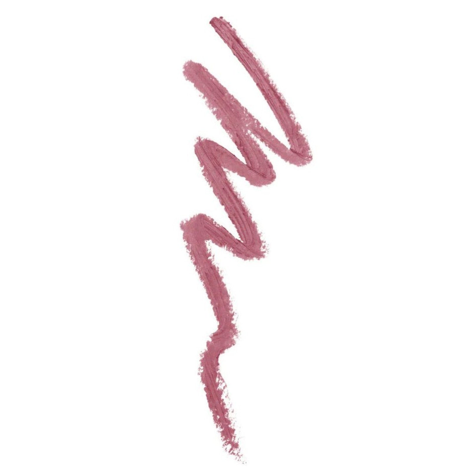 Zigzag swatch of dusty mauve lip liner showing creamy texture and rich pigment on a white background.