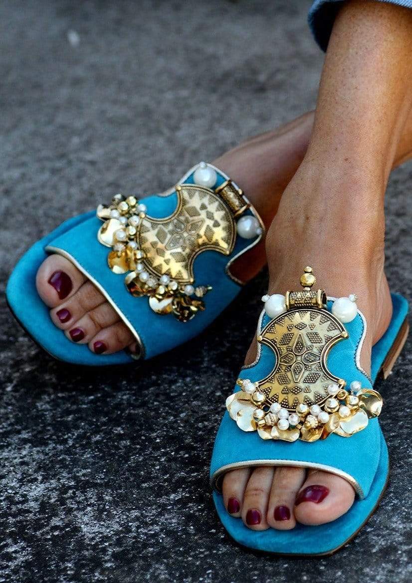 Elina Linardaki Cleopatra Sandals Turquoise