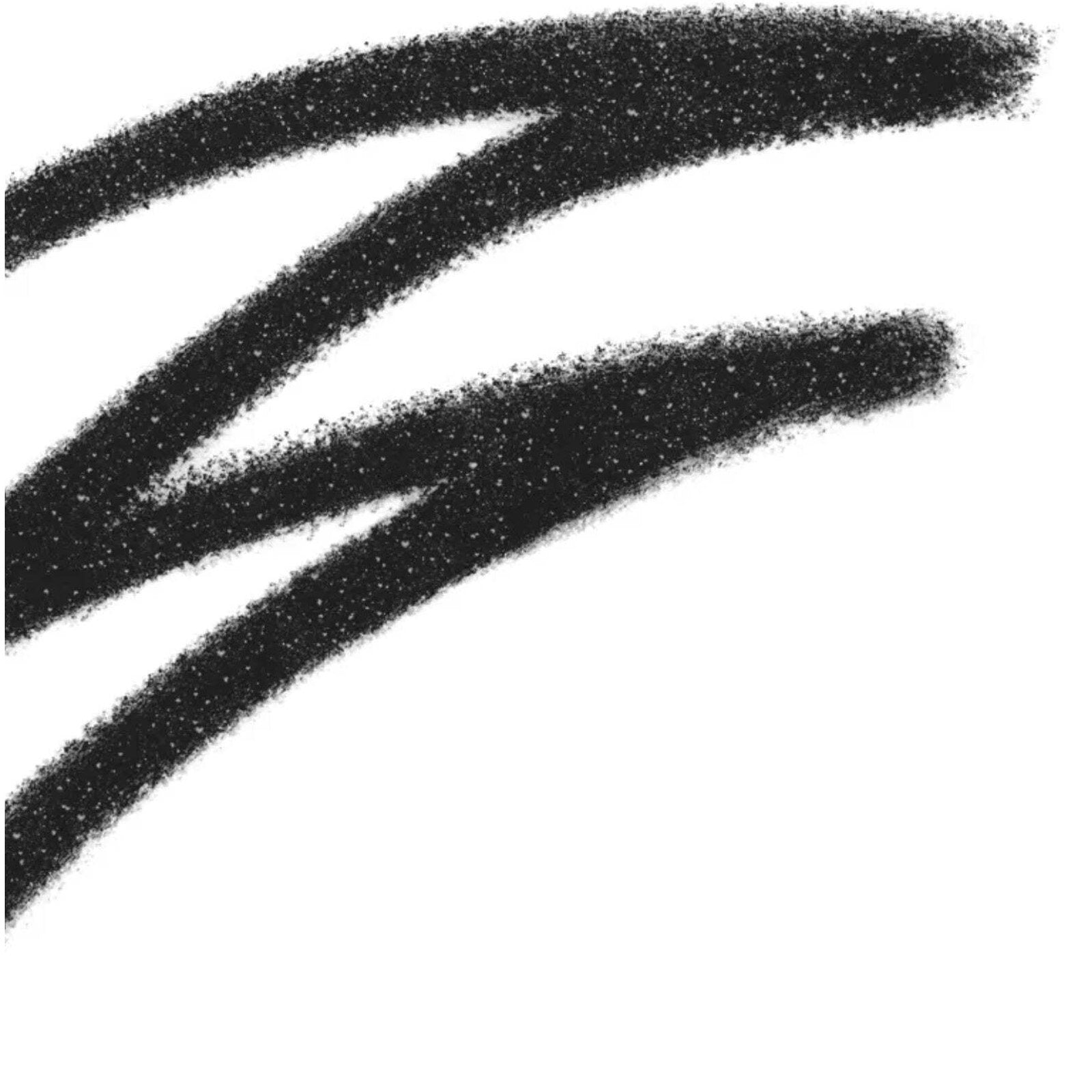 Two bold, slightly textured charcoal gray pencil strokes on a plain white background showing rich pigmentation and matte finish.