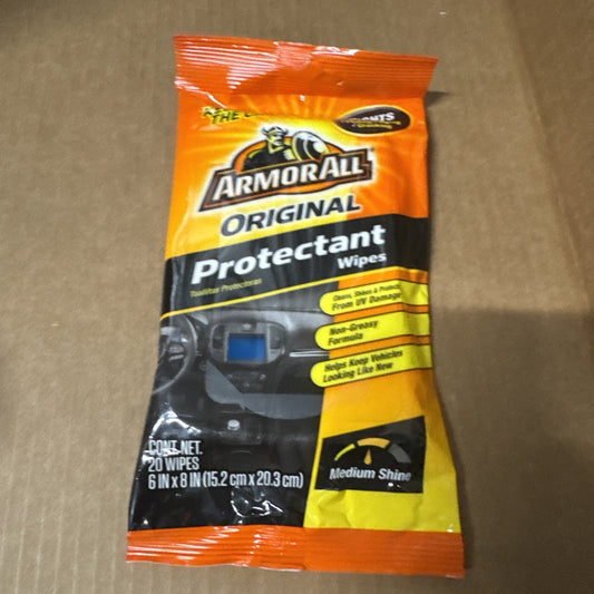 Armor All Original Protectant wipes pack with 20 non-greasy vehicle cleaning wipes for medium shine finish