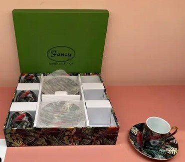 Fancy Home Collection Dessert Coffee Set, 6 Cups & Plates, Tableware