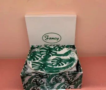 FANCY HOME COLLECTION DESSERT PLATES LEAF / WHITE GREEN SET of 6 - Price Is Right Miami