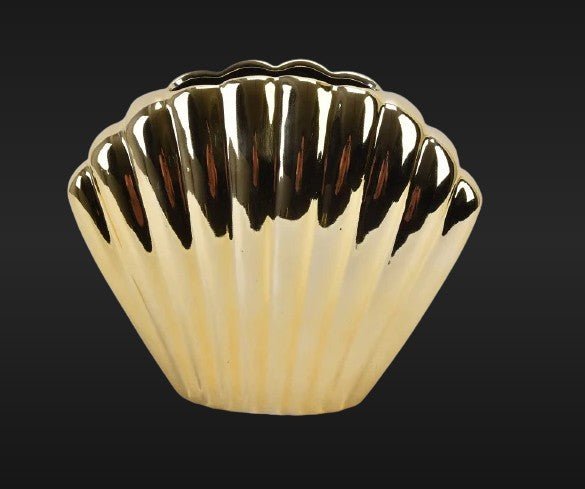 FANCY HOME COLLECTION GOLD SHELL CERAMIC VASE - Price Is Right Miami