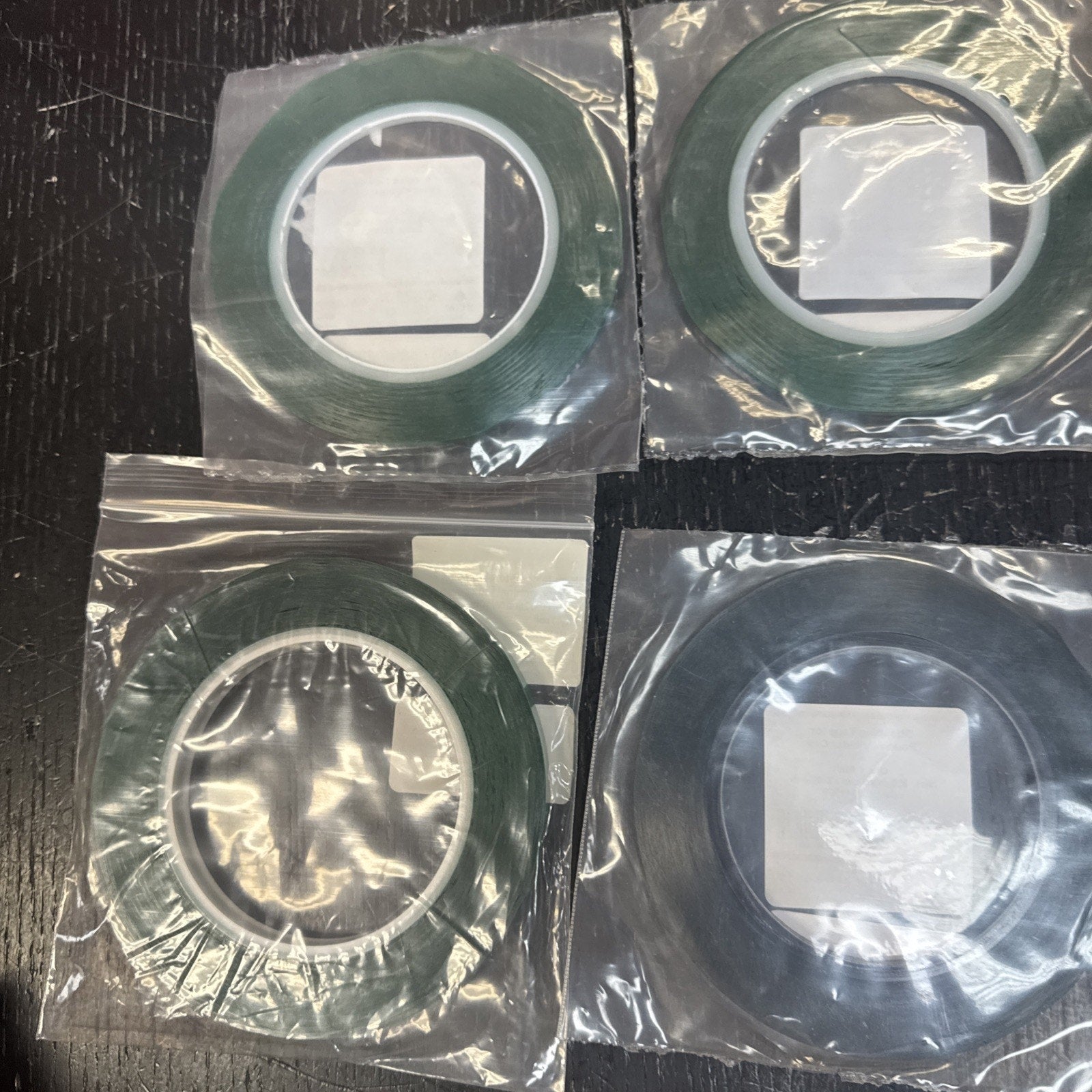 Lot of 4 rolls of new high temperature lithium battery pouch tape in assorted 3mm, 5mm, and 10mm widths sealed in plastic bags