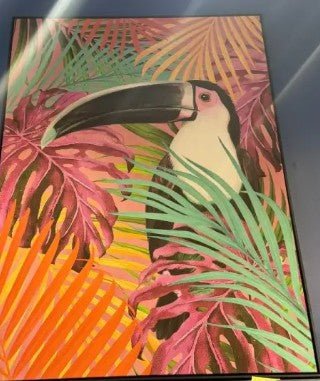 Fluo Toucan Framed Print, 48" x 36" (Approx.), Wall Art