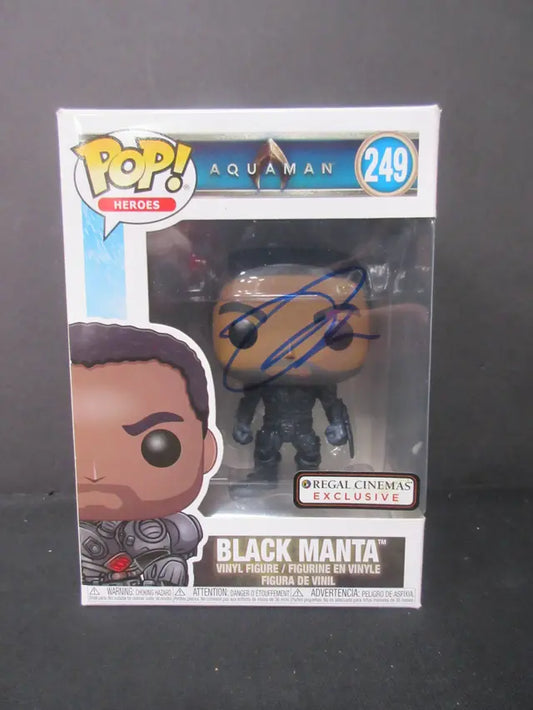 Yahya Abdul Manteen Signed Aquaman  Black Manta Funko Pop Heroes #249 w COA 106654