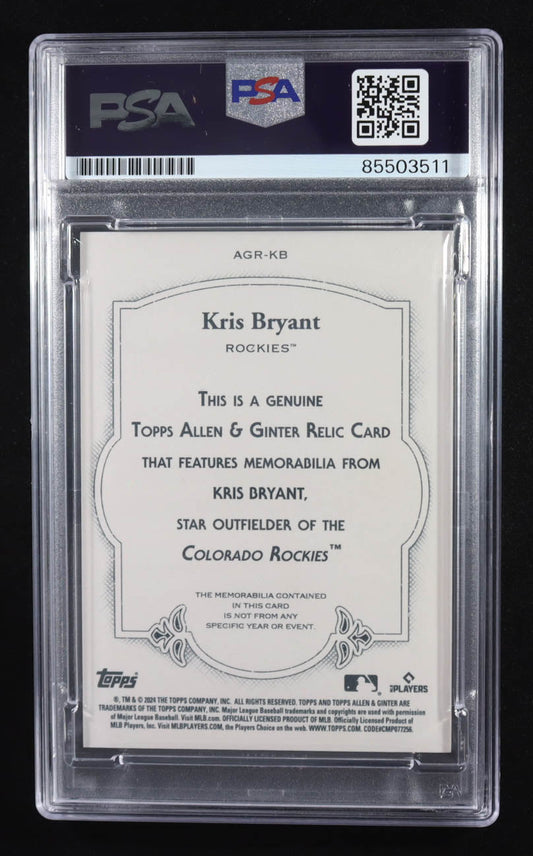Kris Bryant 2024 Topps Allen and Ginter Game Used Memorabilia Auto PSA Authentic - Price Is Right Miami