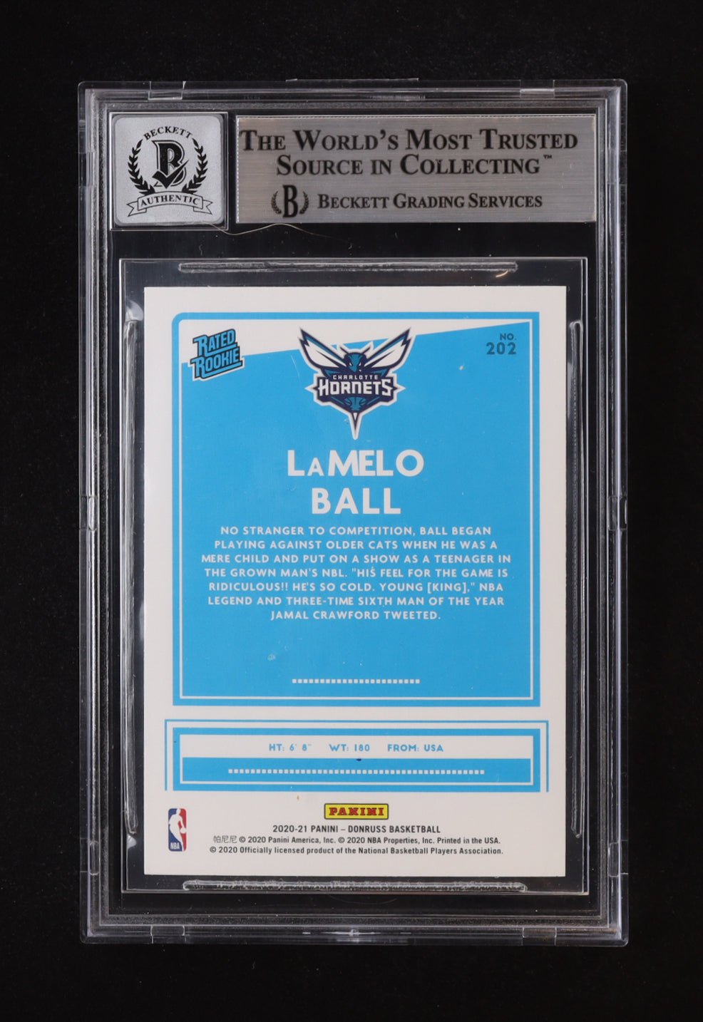 LaMelo Ball 2020 21 Donruss Rookie Card Autographed Beckett (view 2)