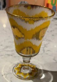 Les Ottomans Ikat Gold Wine Glass - Price Is Right Miami