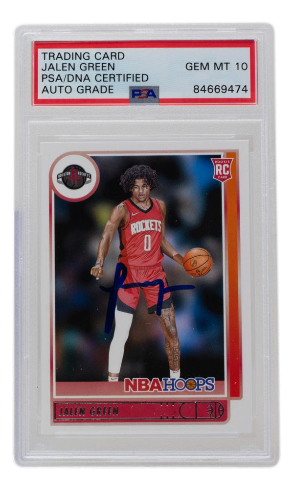 Jalen Green Signed 2021-22 Hoops #218 RC (PSA | Autograph Graded 10)