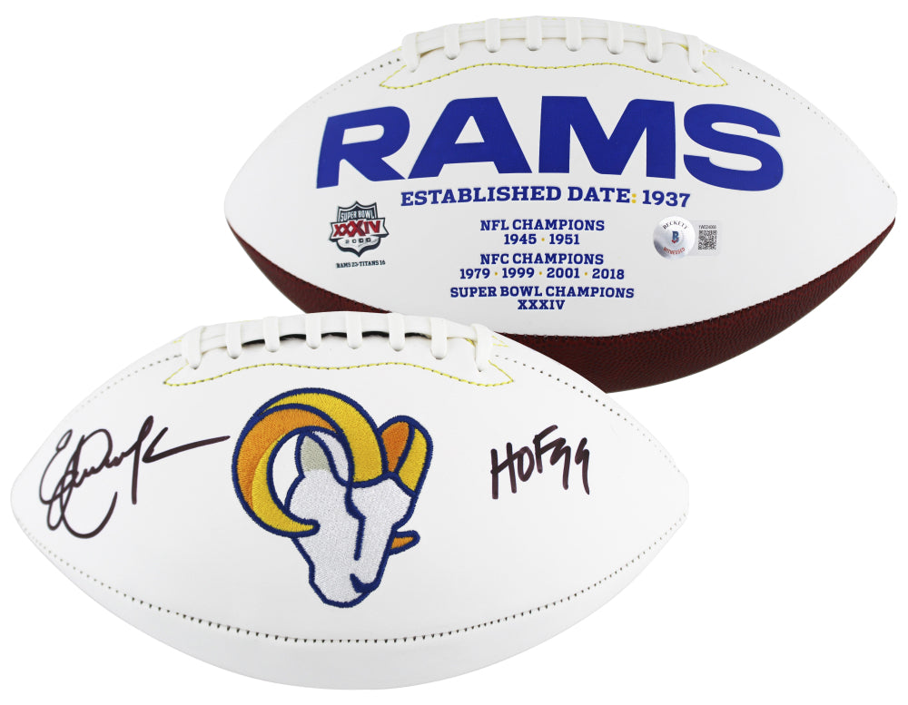 Eric Dickerson Signed Rams Logo Football Inscribed 