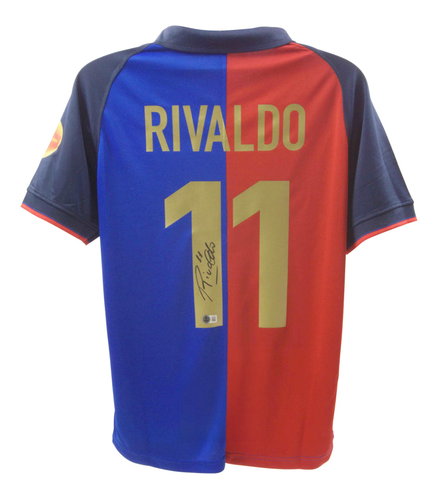 Rivaldo Signed Barcelona Nike Jersey (Beckett)