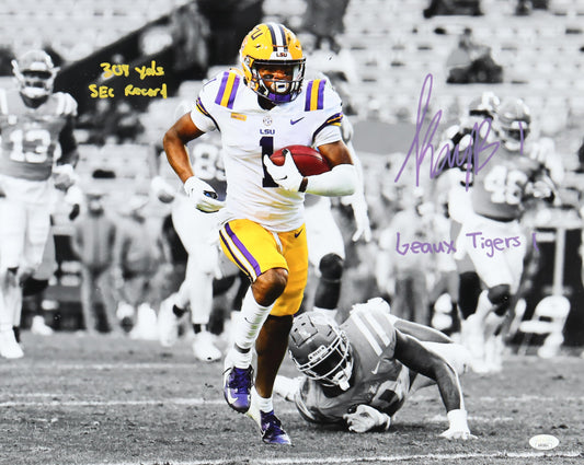 Kayshon Boutte Signed LSU Tigers 16x20 Photo Inscribed "Geaux Tigers" & "308 Yds" & "SEC Record" (JSA)