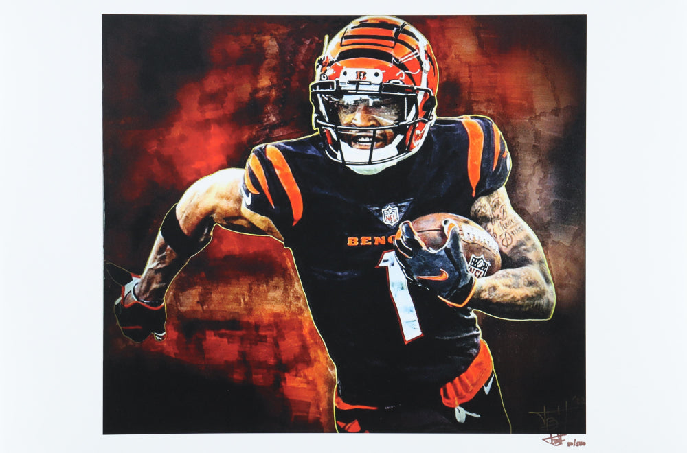 Ja'Marr Chase - Bengals - Joshua Barton Signed LE 12x18 Lithograph #/500 (PA)