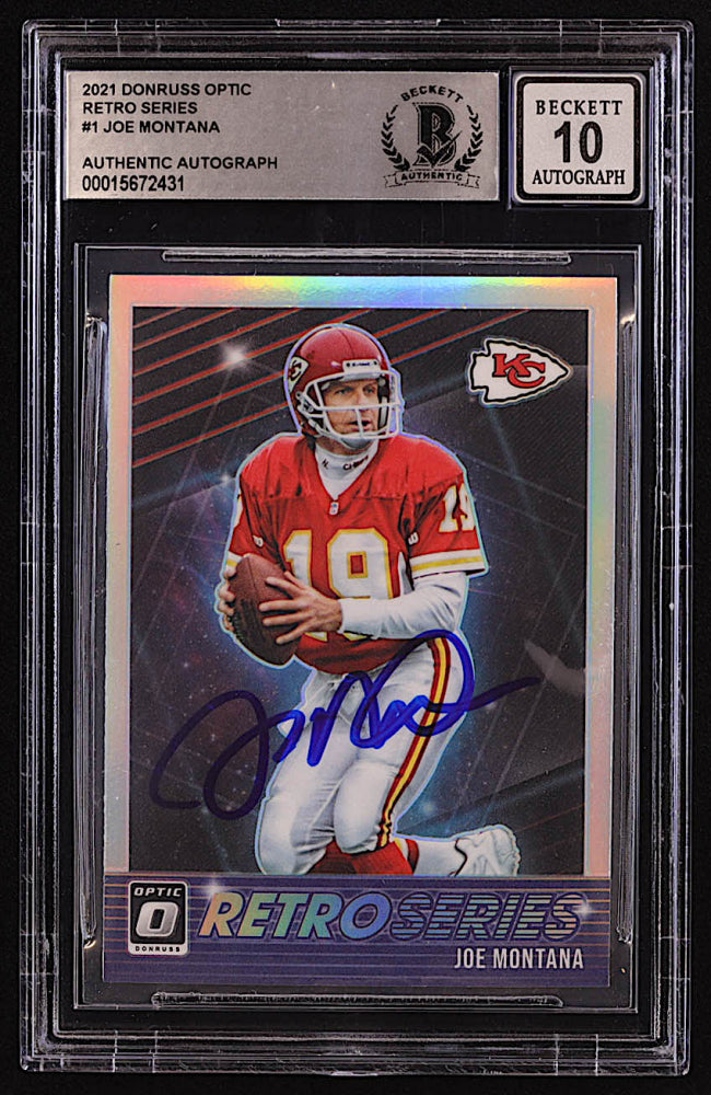 Joe Montana Signed 2021 Donruss Optic Retro Series #1 (BGS | Autograph Graded BGS 10)