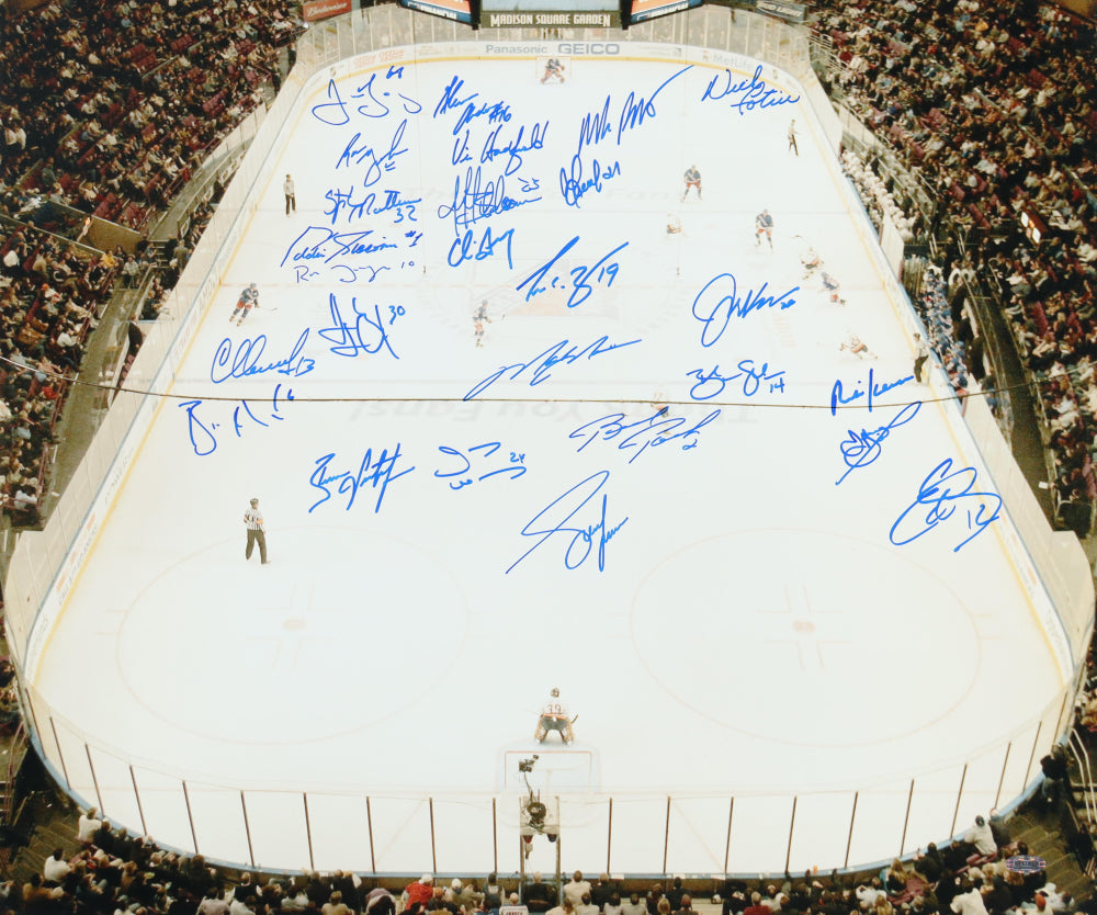 Rangers 20x24 Photo Team-Signed by (26) with Jaromir Jagr, Glen Anderson, Mark Messier, Henrik Lundqvist, & Mike Richter (Steiner)