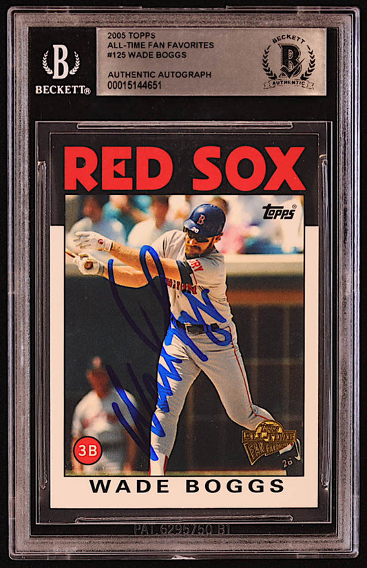 Wade Boggs Boston Red Sox, HOF Signed 2005 Topps All-Time Fan Favorites #125 (BGS) Beckett