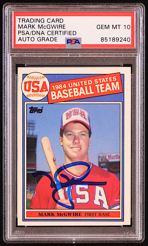 Mark McGwire Signed 1985 Topps #401 OLY RC (PSA | Auto 10)