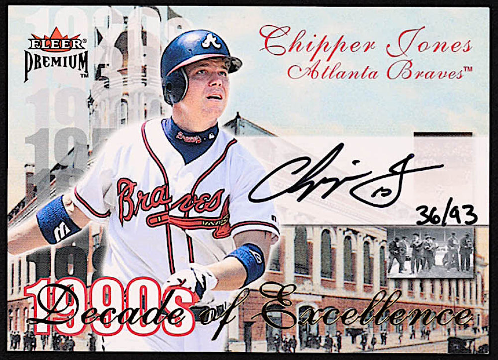 Chipper Jones 2001 Fleer Premium Decades of Excellence Autograph #12 #36/93