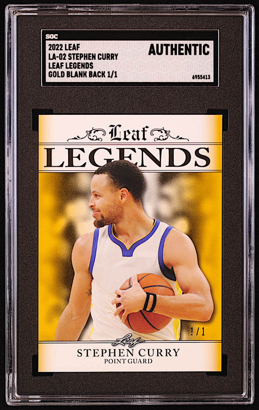 Stephen Curry 2022 Leaf Legends Gold Blank Back #LA02 #1/1 (SGC Authentic)