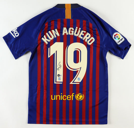 Kun Aguero Signed Barcelona Jersey (Beckett)