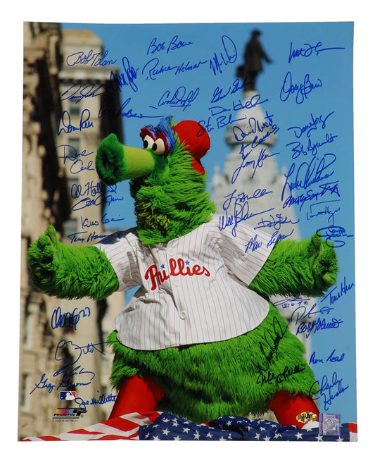 Philies Greats 16x20 Photo Signed by (35+) with Dickie Noles, Barry Foote, Willie Montanez, Del Unser (MAB)