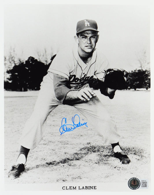 Clem Labine Signed Dodgers 8x10 Photo (Beckett)