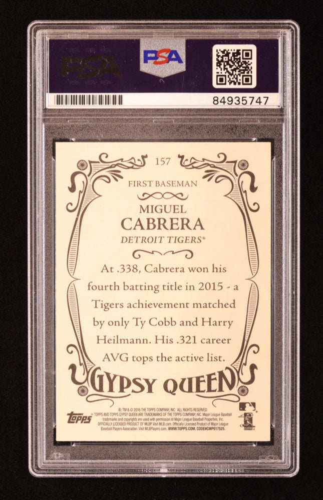 Miguel Cabrera Signed 2016 Topps Gypsy Queen #157A Running (PSA)