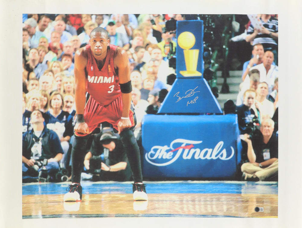 Dwyane Wade Signed Heat 28x36 Canvas Print Inscribed 