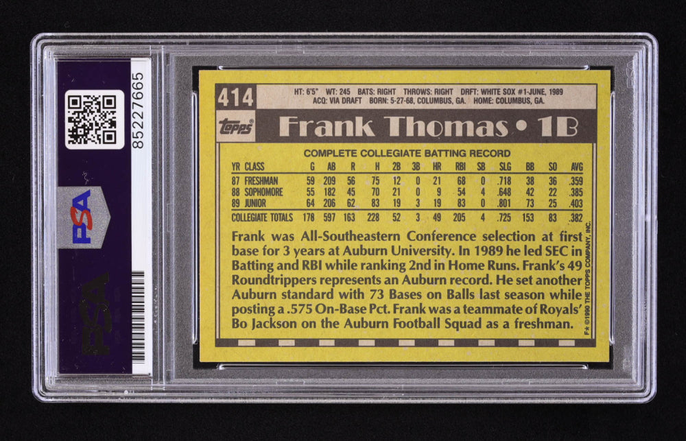 Frank Thomas Signed 1990 Topps #414B RC (PSA | Auto 10)